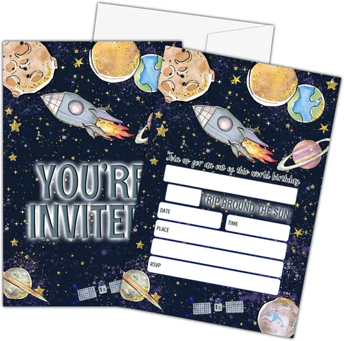 Miniatura 12 de Invitaciones de primer cumpleaños de pesca con sobres, 20 piezas de invitaciones para fiesta de cumpleaños de niños con texto en inglés «Our Little