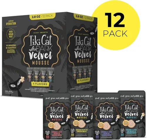 Miniatura 2 de Tiki Cat After Dark, Mousse de Terciopelo, Paquete de Variedad, Fórmula Sin Granos y Sin Papas, con Alta Proteína y Carne de Órganos Mezclada Densa