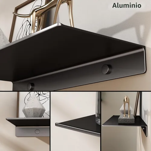 Miniatura 4 de Danpoo Pequeño estante flotante para almacenamiento en la pared, mini estante de exhibición para coleccionables, estante de pared de metal para Negro