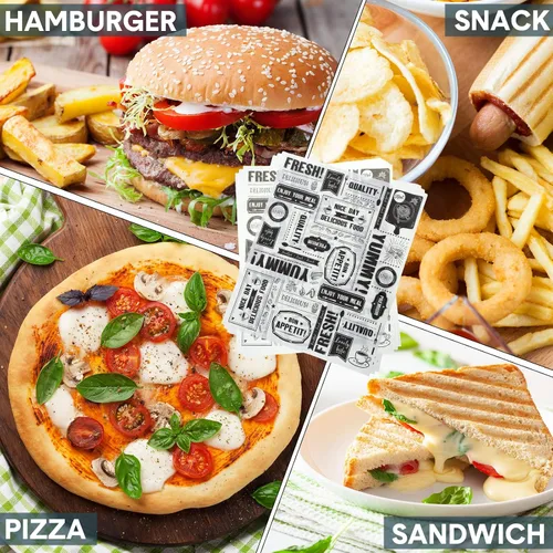 Miniatura 3 de Seajan Hojas de papel encerado de papel de periódico de 13 x 15.8 pulgadas, resistentes a la grasa, papel impermeable para envolver sándwich, papel