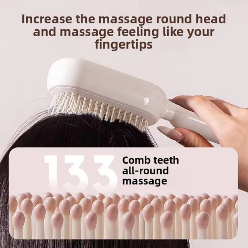 Miniatura 5 de Peine de masaje con cojín retráctil, cepillo para el cabello con cerdas retráctiles, peine retráctil para desenredar, cepillo de pelo autolimpiante