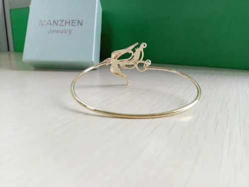 Miniatura 3 de manzhen Gold-tone Phoenix Bangle Buena Suerte pulsera pájaro pulsera estilo chino atar el nudo