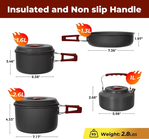 Miniatura 2 de Bulin 24/13/11/8/4 piezas de utensilios de cocina para camping, juego de cocina ligero para mochileros, equipo de cocina al aire libre para 13 PCS