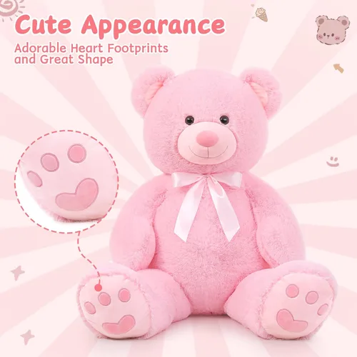 Miniatura 7 de MorisMos Oso de peluche gigante de 47 pulgadas Animal de peluche de 4 pies, Oso de peluche grande para baby shower, Regalos de oso de peluche