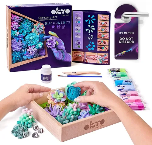Okto Kit de arte Ternura | Juego de arte de suculentas 3D para decoración de pared del hogar | Kits de manualidades para adultos del Reino Unido y