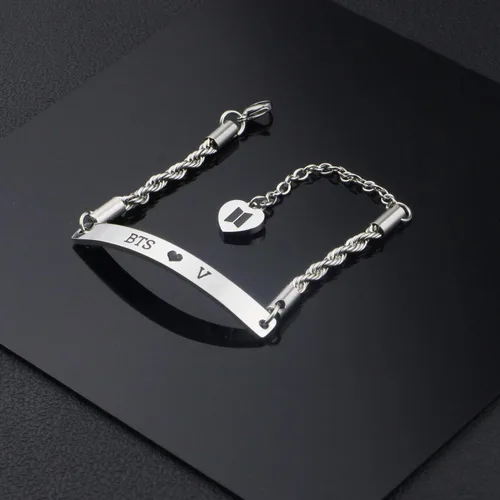 Miniatura 3 de WENATA Kpop Bangtan - Pulsera de cadena para niños con texto en inglés "To Love Yourself Army SUGA J-Hope JIN V Jimin RM JK, pulsera de cadena