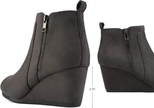 Miniatura 4 de DREAM PAIRS Botines de cuña baja de gamuza para mujer