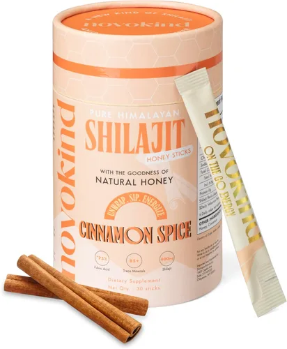 Shilajit del Himalaya de 400 mg para hombres con miel, canela, barras energéticas para llevar y apoyo inmunológico para mujeres, 75% más de ácido