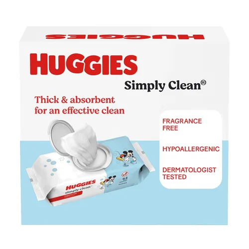 Miniatura 8 de Huggies Simply Clean Toallitas para Bebé Sin Fragancia, 1 Paquete con Tapa Abatible (64 Toallitas en Total), el Empaque Puede Variar