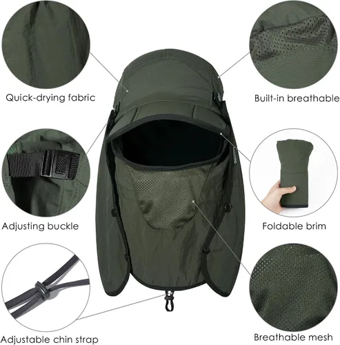 Miniatura 2 de GADIEMKENSD Sombrero de pesca plegable UPF 50+ 360 para exteriores