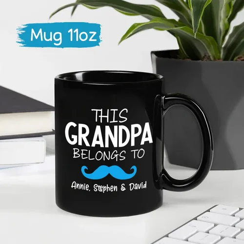 Miniatura 4 de Taza con texto en inglés "This Grandpa Belongs Tow", taza para abuelo, taza de papá personalizada, regalo para papá para marido, taza divertida