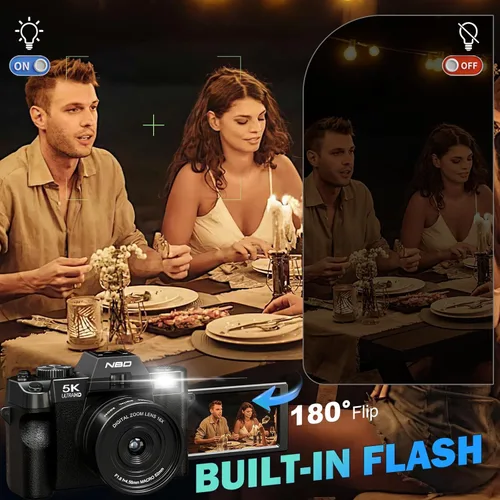 Miniatura 8 de Cámaras digitales 5K para fotografía de 64MP - Zoom de 16X, WiFi, con tarjeta TF de 64 GB, lente macro y gran angular, enfoque automático y Negro