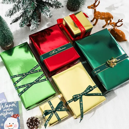 Miniatura 5 de NESCCI Papel de regalo metálico dorado, papel de color sólido, papel de regalo perfecto para bodas, día de San Valentín, cumpleaños, Navidad, baby