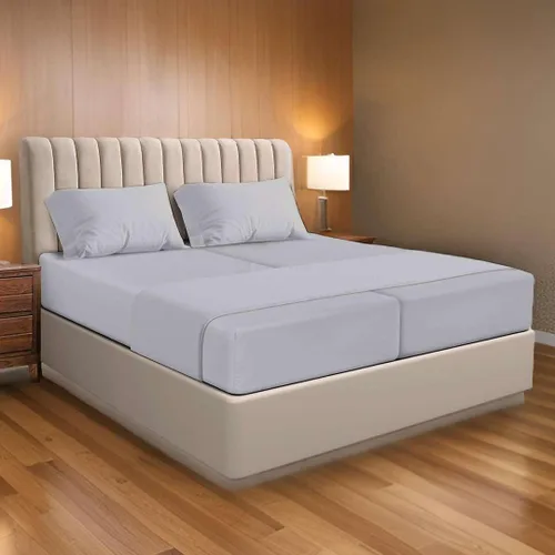 Miniatura 14 de Ready To Rest Juego de sábanas divididas 100% de algodón egipcio tamaño California King para cama ajustable de 5 piezas, se adapta a colchones