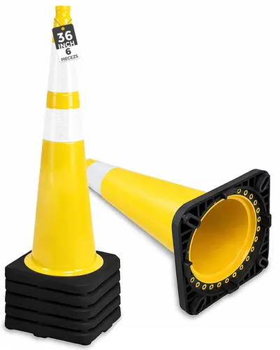 Miniatura 20 de BESEA Paquete de 4 conos de tráfico azules de 12 pulgadas con collar reflectante de 4 pulgadas, conos de seguridad de PVC resistentes con base