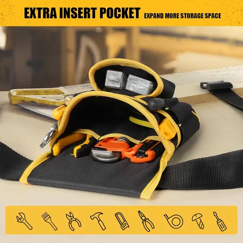 Miniatura 4 de Cinturón de herramientas magnético para hombres, 26 bolsillos, bolsa de herramientas resistente, funda magnética, cinturón de herramientas