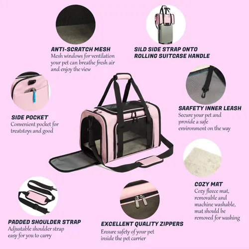 Miniatura 2 de Transportador de gatos para perros y mascotas, bolsas para gatos pequeños y medianos, perros y cachorros de 15 libras, de lado suave, aprobado por
