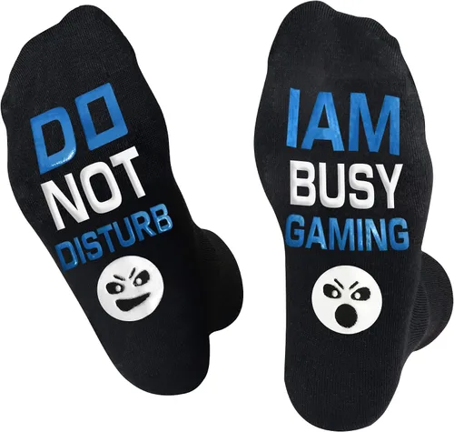 Miniatura 110 de AGRIMONY Calcetines divertidos con texto en inglés «Do Not Disturb Gaming» para hombres, mujeres, adolescentes, niños, Pascua, padres, cumpleaños
