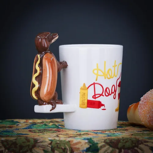 Miniatura 3 de Taza de cerámica para el hogar y la oficina, taza creativa de animales 3D de porcelana con asa para café, té, jugo, leche y agua, 13.5 onzas, taza