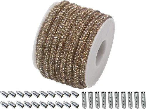 Miniatura 10 de Cuerda de purpurina con strass de 6 yardas, 0.17" de ancho, cordones brillantes para zapatos, ideal para hacer joyería DIY