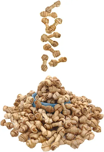Miniatura 12 de MON2SUN Huesos de nudo de cuero crudo para perros, pequeños huesos de cuero crudo, mini masticables sabor a pollo de 2.5 pulgadas, 60