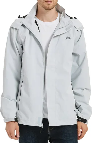 Miniatura 3 de MOERDENG Chaqueta impermeable para hombre, ligera, con capucha, para senderismo, cortavientos softshell