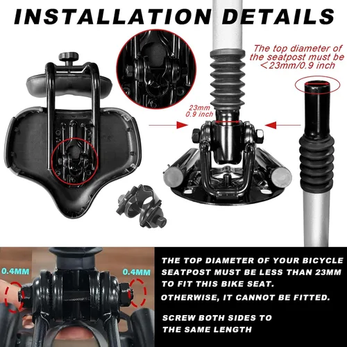 Miniatura 7 de Asiento ergonómico de gran tamaño para bicicleta con respaldo para hombres y mujeres, altura ajustable para triciclo, ciudad, viajero, bicicleta
