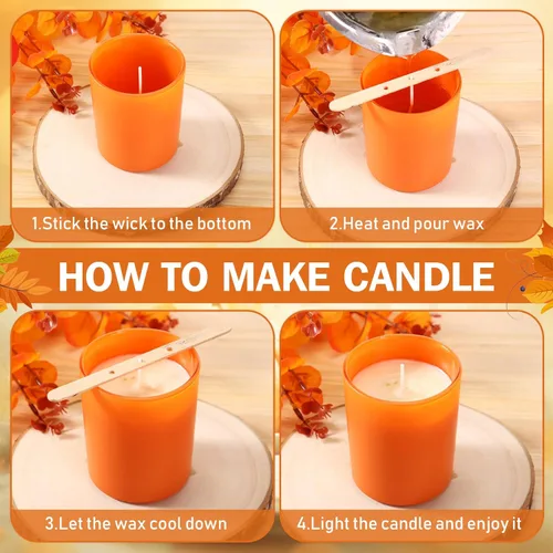 Miniatura 4 de Ziliny 16 tarros de vela de invierno para hacer velas vacías a granel, tarros de vidrio de 7 onzas con tapas de bambú, latas para almacenar