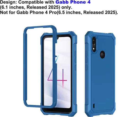 Miniatura 2 de Ailiber Funda para teléfono celular Gabb Phone 4, protector de pantalla Gabb Phone 4, protector de doble capa, parachoques de TPU en esquina a Azul