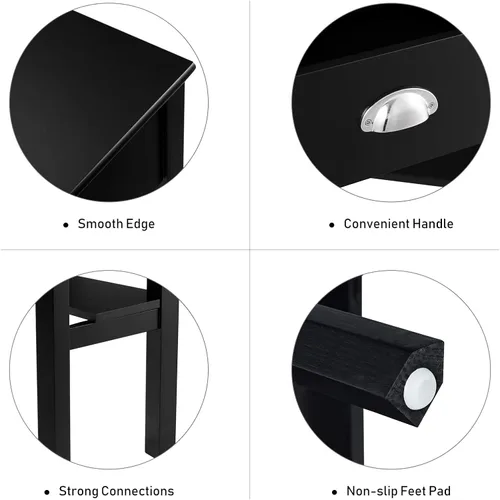 Miniatura 5 de KOTEK Escritorio esquinero con cajón y estantes, escritorio de madera para oficina en casa, escritorio de computadora triangular, escritorio de Negro