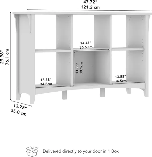 Miniatura 3 de Bush Home Salinas - Organizador de 6 cubos en blanco antiguo, solución de almacenamiento de oficina, organizador para el hogar con estantería