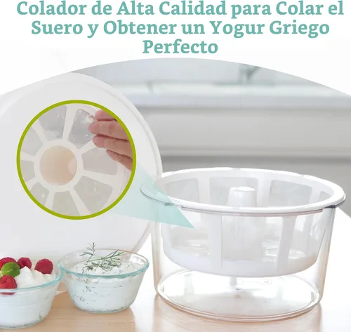 Miniatura 5 de Euro Cuisine GY50 - Máquina para hacer yogur griego con cesta de malla ultrafina, sin BPA, colador de yogur griego patentado para yogur griego