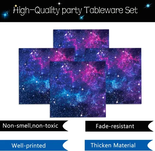 Miniatura 4 de Space Galaxy Party Supplies - Juego de vajilla temática del espacio exterior, decoración de fiesta de cumpleaños, noche estrellada, sistema solar