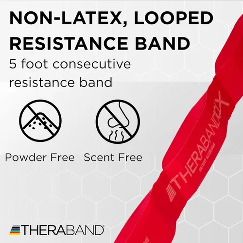 Miniatura 2 de THERABAND CLX Resistance Band with Loops, 5-Foot Band Nivel 2 - Medio - Rojo