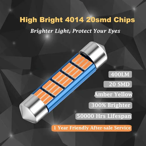 Miniatura 2 de XINYANG 2 piezas Bombilla LED festoon 578 para auto de 41mm 42mm 1.65 pulgadas, bombilla 211-2 extremadamente brillante, 20 chipsets SMD 4014, libre