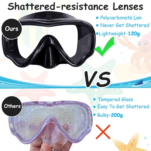 Miniatura 7 de Vvinca Kids-Goggles with Nose Cover, Diving Mask Elastic Fabric Strap Anti Fog Anti Shattered Lens for Kids Swim Goggles 3-14 17-negro