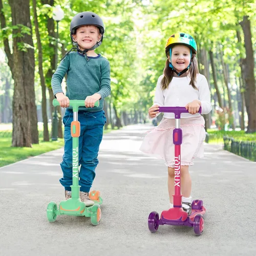 Miniatura 8 de TONBUX - Patinete para niños, patinete de 3 ruedas con luces LED para niños de 3 a 12 años, patinetes plegables con altura ajustable - Patinete