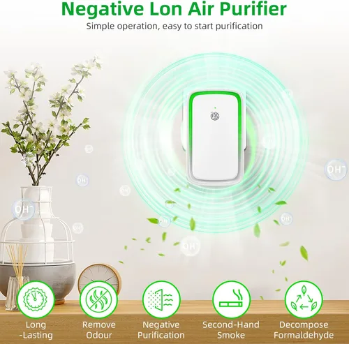Miniatura 3 de Paquete de 8 purificadores de ionizador de aire 2025 para el hogar, purificador de aire de iones negativos, enchufe silencioso con luz nocturna