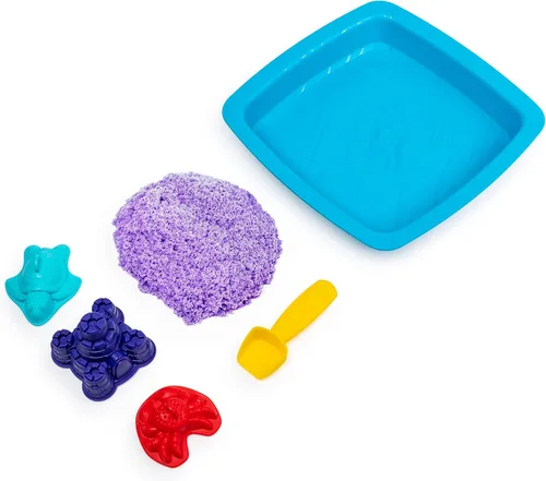Miniatura 3 de Kinetic Sand, caja de arena con 1 libra de arena morada y 3 moldes, para edades de 3 y más Morado