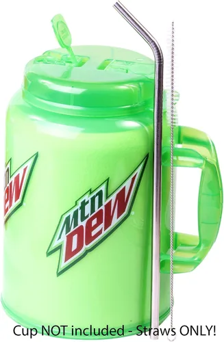 Miniatura 2 de 2 pajitas de acero inoxidable de 14 pulgadas de 100 onzas enormes súper largas para beber compatibles con taza de viaje aislada Whirley tazas