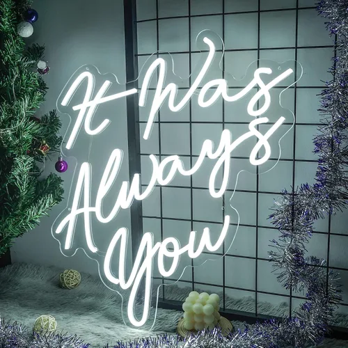 Letreros de neón con texto en inglés «It Was Always You» para propuesta de boda, letrero de neón grande con luz LED para compromiso, dormitorio,