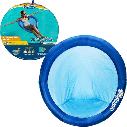 Miniatura 9 de SwimWays Spring Float Premium Papasan Pool Lounger, Inflatable Pool Floats Adult with Fast Inflation for Ages 15 & Up Papasan Sky Blue