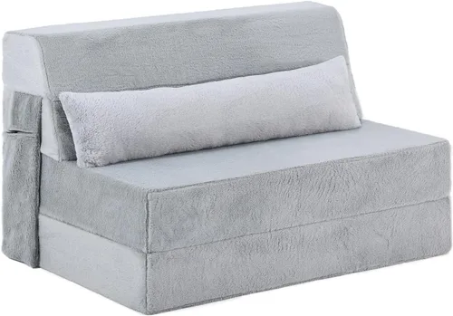 Miniatura 13 de Tiita Sofá cama plegable tamaño individual, colchón convertible con almohada, colchón de pana gruesa para el suelo, sofá cama con bolsillo lateral