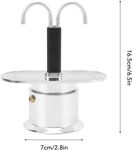 Miniatura 7 de Cafetera doble, aleación de aluminio, doble tubo, estufa italiana, para el hogar, oficina, tamaño compacto, fácil de usar, simultánea, rico sabor