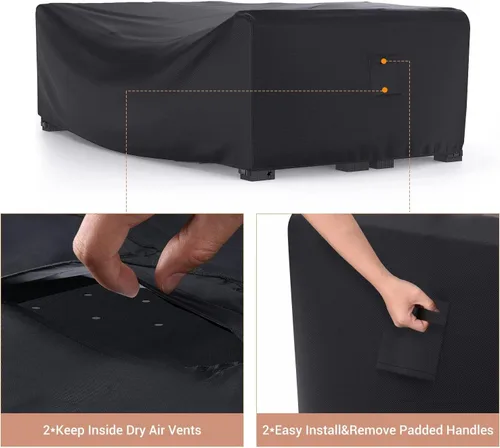 Miniatura 3 de Mrrihand Funda para Juego de Muebles de Patio Impermeable, Funda para Juego de Sofá Seccional de Exterior de Servicio Pesado 600D Funda para Juego