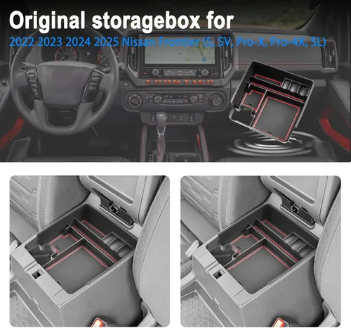 Miniatura 6 de SHAOHAO 2 piezas para 2025 2026 Nissan Frontier Organizador de consola central para 2022 2023 2024 2025 2026 Nissan Frontier Accesorios