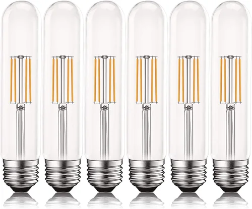 LUXRITE Bombillas LED T9 vintage equivalentes a 60 W, 2700 K blanco cálido, 550 lúmenes, bombillas tubulares Edison regulables de 5 W, vidrio