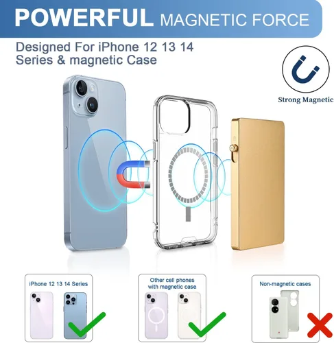 Miniatura 5 de T-MFY Cartera magnética para tarjetero, diseño de bloqueo y bloqueo RFID, soporte delgado de aluminio para tarjetas de bolsillo frontal para hombre