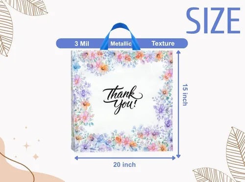Miniatura 2 de Infinite Pack Bolsas grandes de mercancía de agradecimiento con asa de lazo, bolsa de boutique brillante, refuerzo inferior de 3 pulgadas y 3 mil