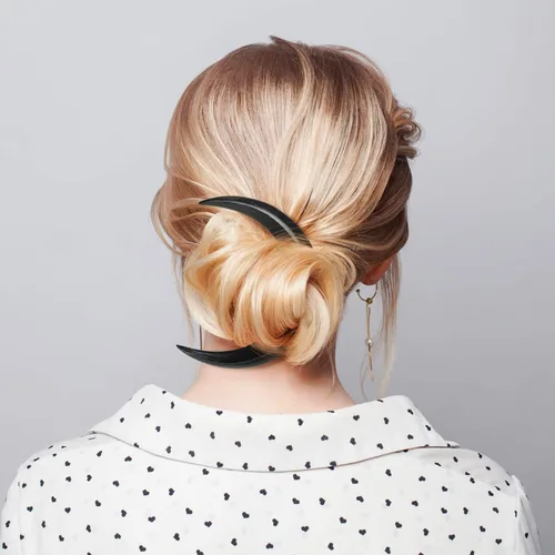 Miniatura 5 de 2 horquillas talladas a mano con luna creciente para mujer, palillo de pelo de luna, pinza para el cabello de luna creciente, horquilla de luna Negro